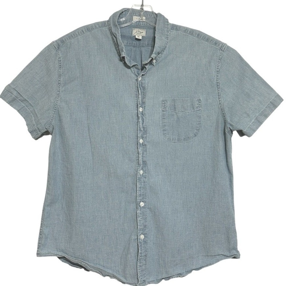 J Crew Button‎ Down Shirt Men Classic Fit Light Blue Chambray Coastal Preppy  XL